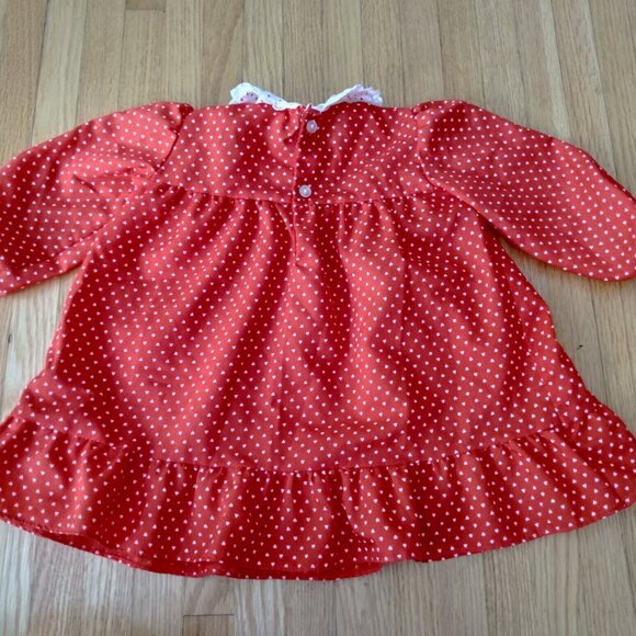Vintage Baby Dress Red White Hearts Size 24 Months - Picture 5 of 12